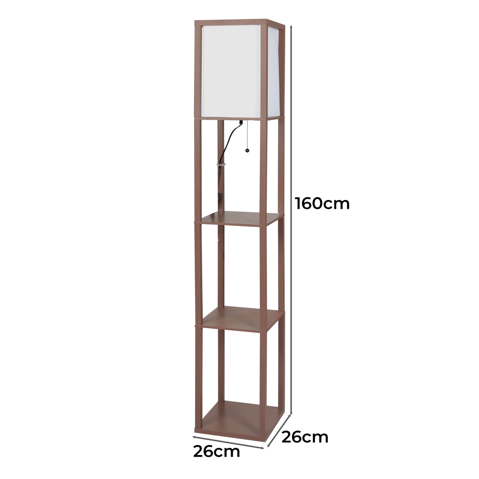 EMITTO LED Floor Lamp with Storage Shelf Brown-1954802834549641218