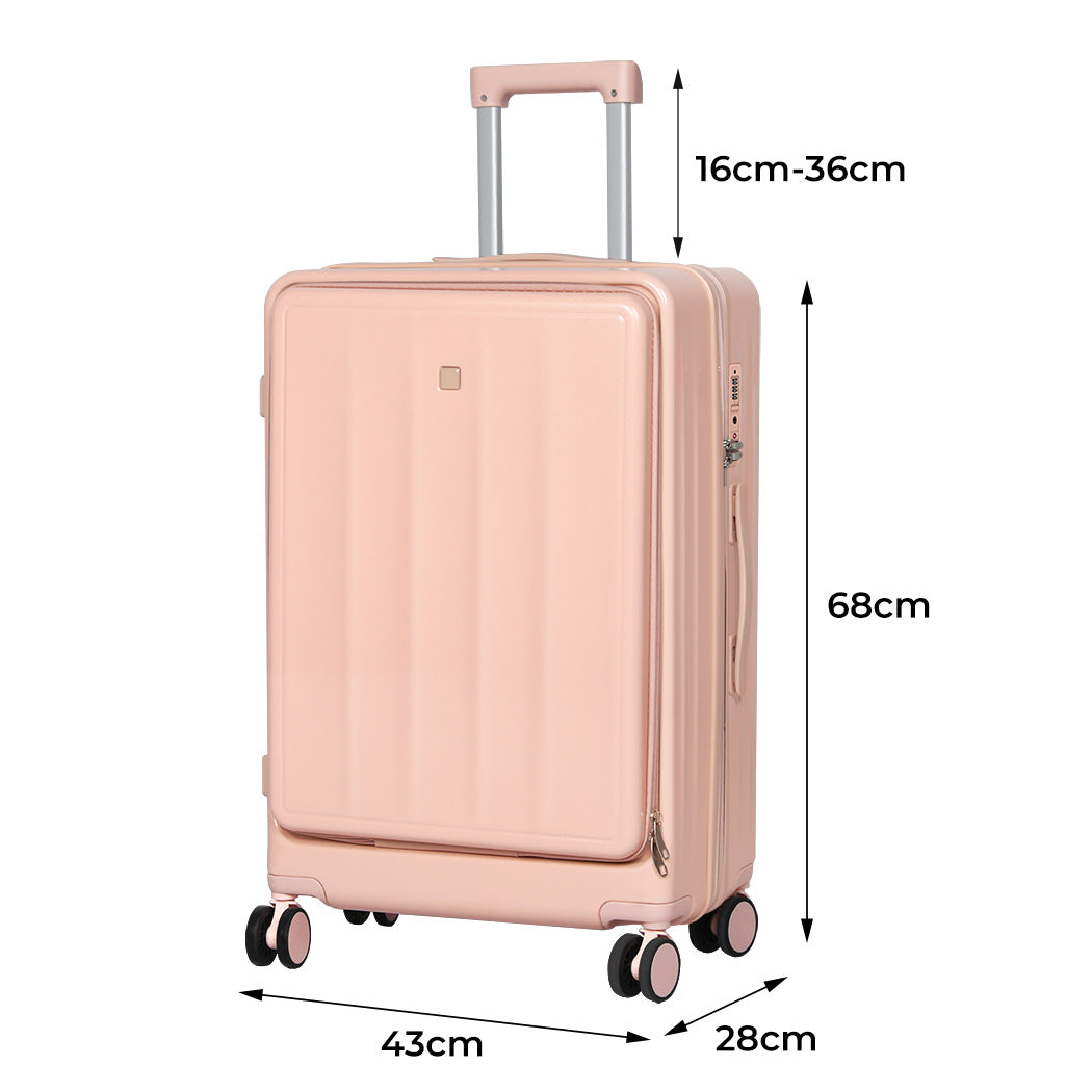 Slimbridge 26" Luggage Trolley Travel Hard Pink-1954802419980439554