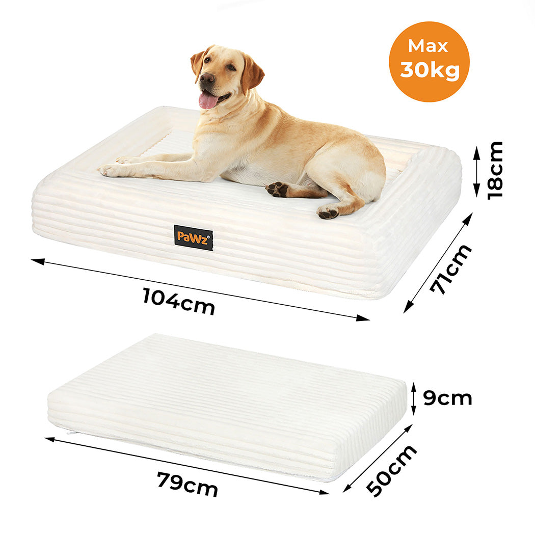 Pawz XL Size Orthopedic Dog Bed with Corduroy Removable Cover Waterproof Washable Beige-1973193548249567234