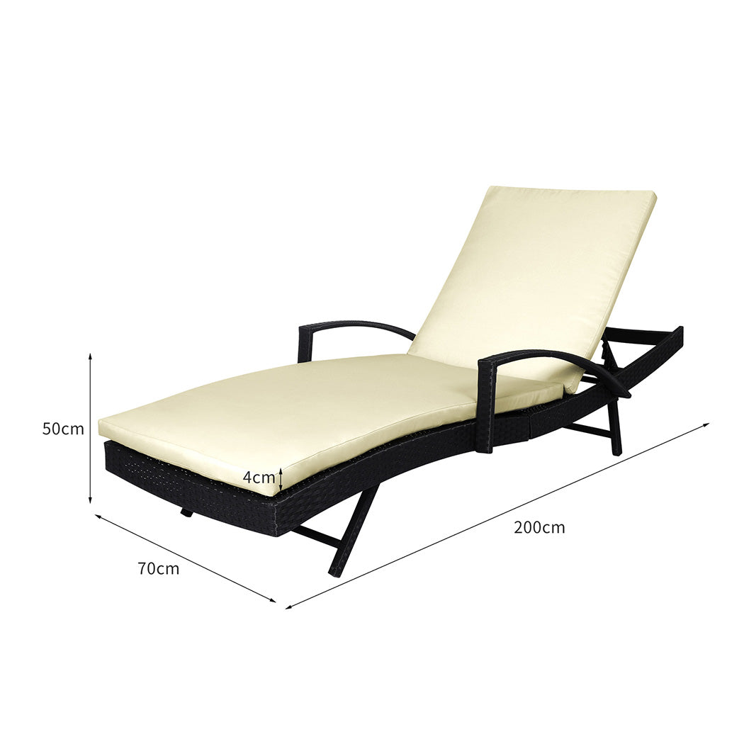 2PCS Levede Outdoor Sun Lounger Furniture Beige-1954802878413672450