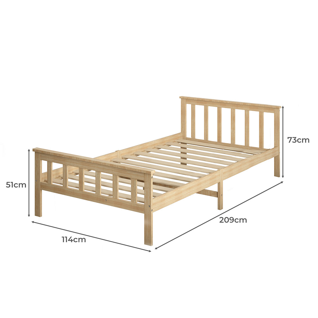 Levede Wooden King Single Bed Frame Nature Natural-1910113206089682946