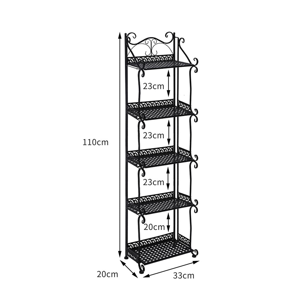 Levede Plant Stand 5 Tiers Outdoor Indoor Black-1910112301520916482