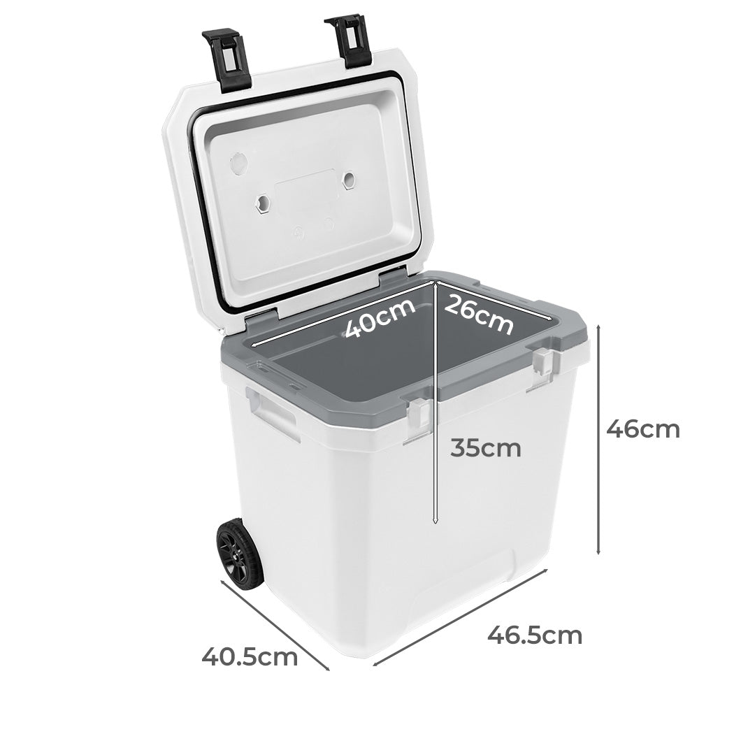Mountview Cooler Ice Box 27L/43L Portable Chest Trolly For Camping BBQ Picnic-1963748908870012930