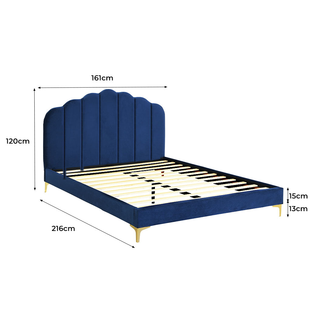 Levede Bed Frame Queen Size Mattress Blue-1910113209453514754