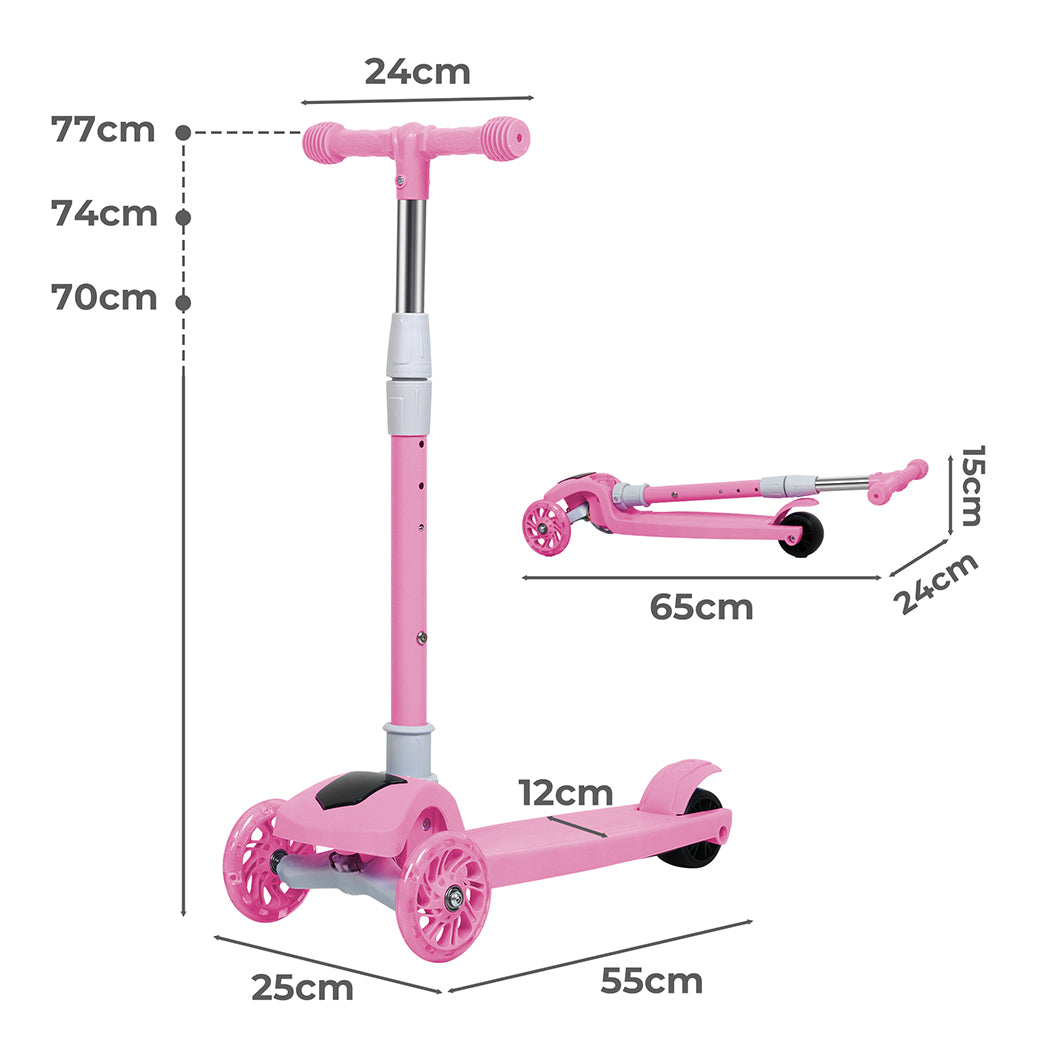 Bopeep Foldable Kids Scooter LED Music Pink-1954802362795298818