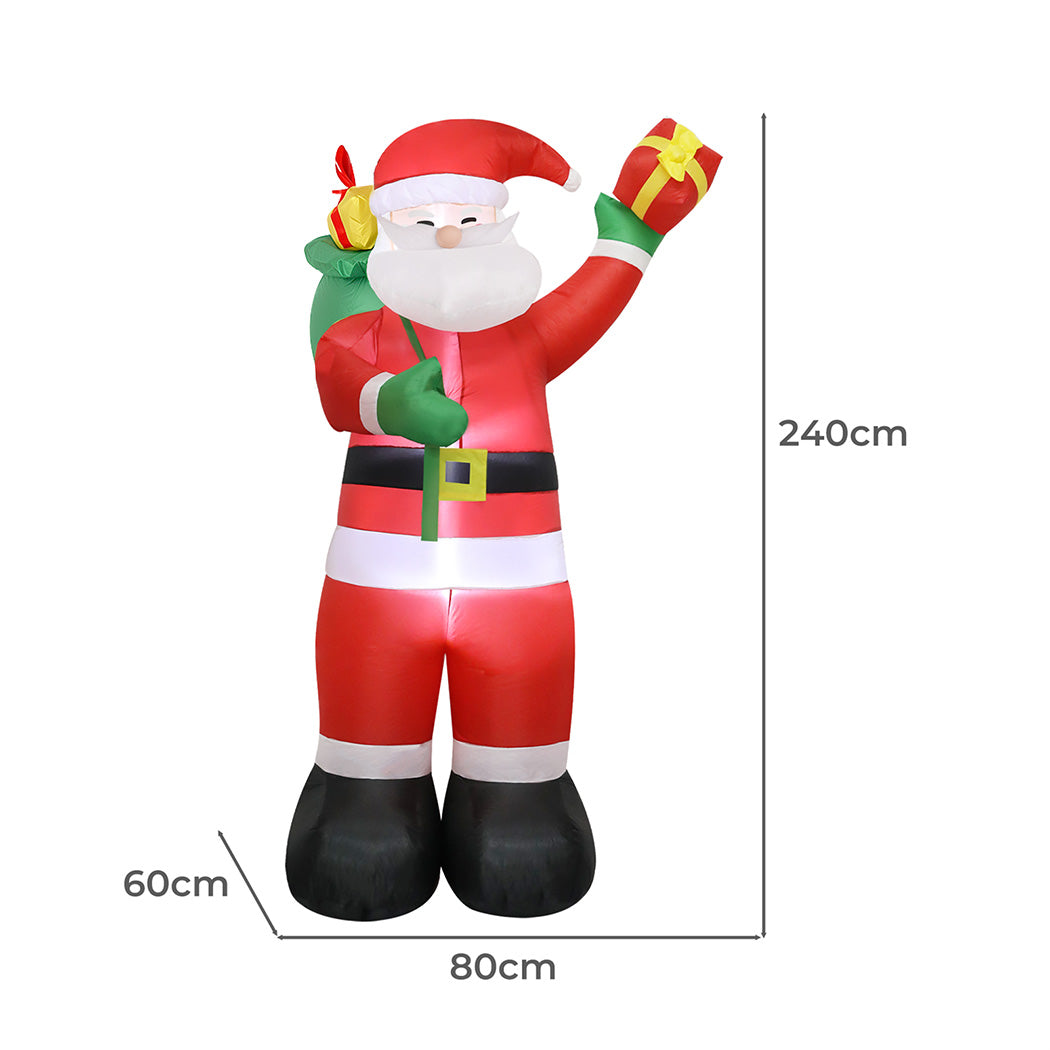 Santaco Inflatable 2.4M Santa Claus LED Christmas Decor-1973194173976809474