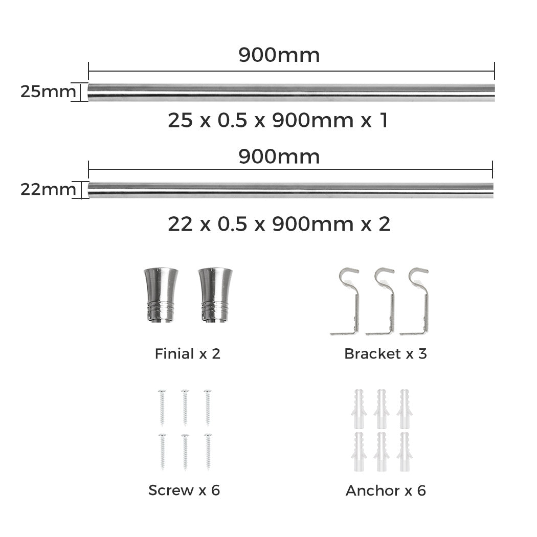 Marlow Satin Nickel Curtain Rod Steel Quiet Rail Pole Pommel Set Adjustable-1954802388523159554
