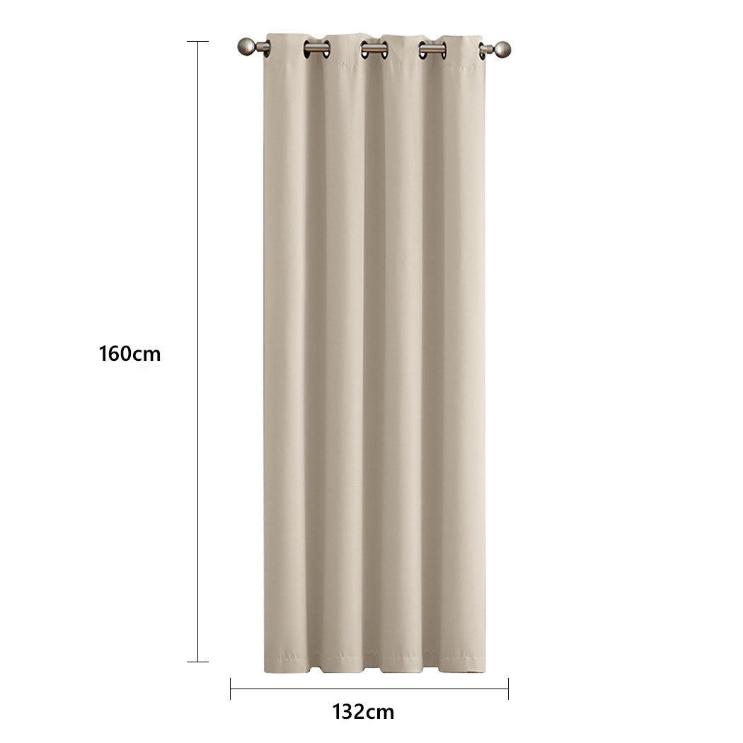 2x Blockout Curtains Panels 3 Layers Beige-1954802969753030658