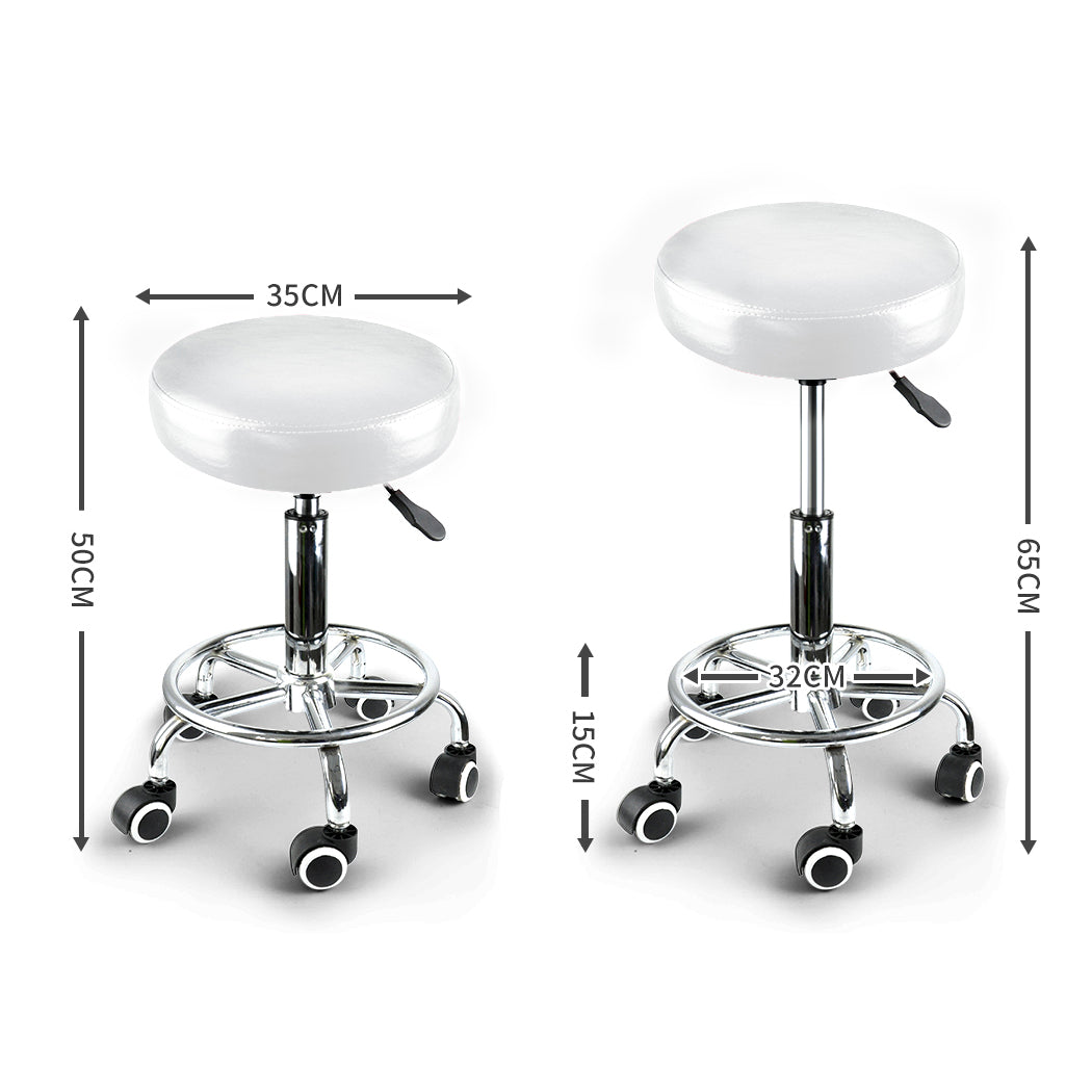 Levede Salon Stool Swivel Hairdressing White-1954802613568540674