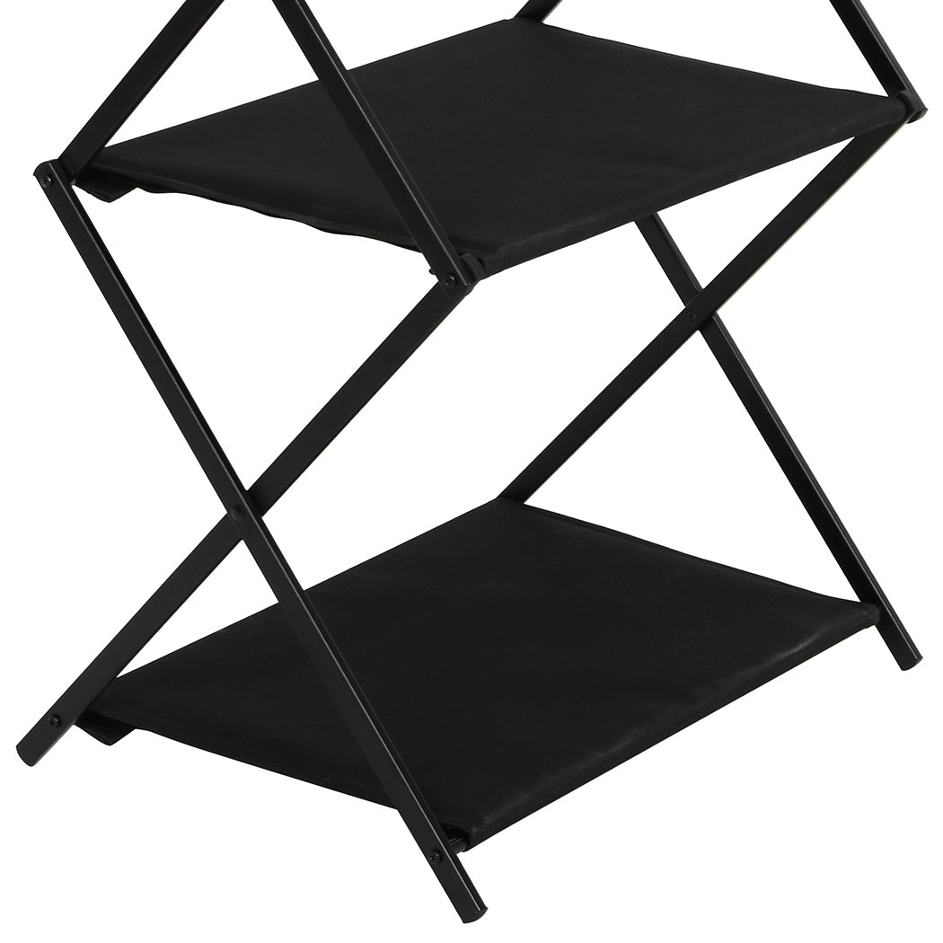 Levede Foldable Camping Storage Shelves 3 Layer with Hooks Black-1954802656971198467