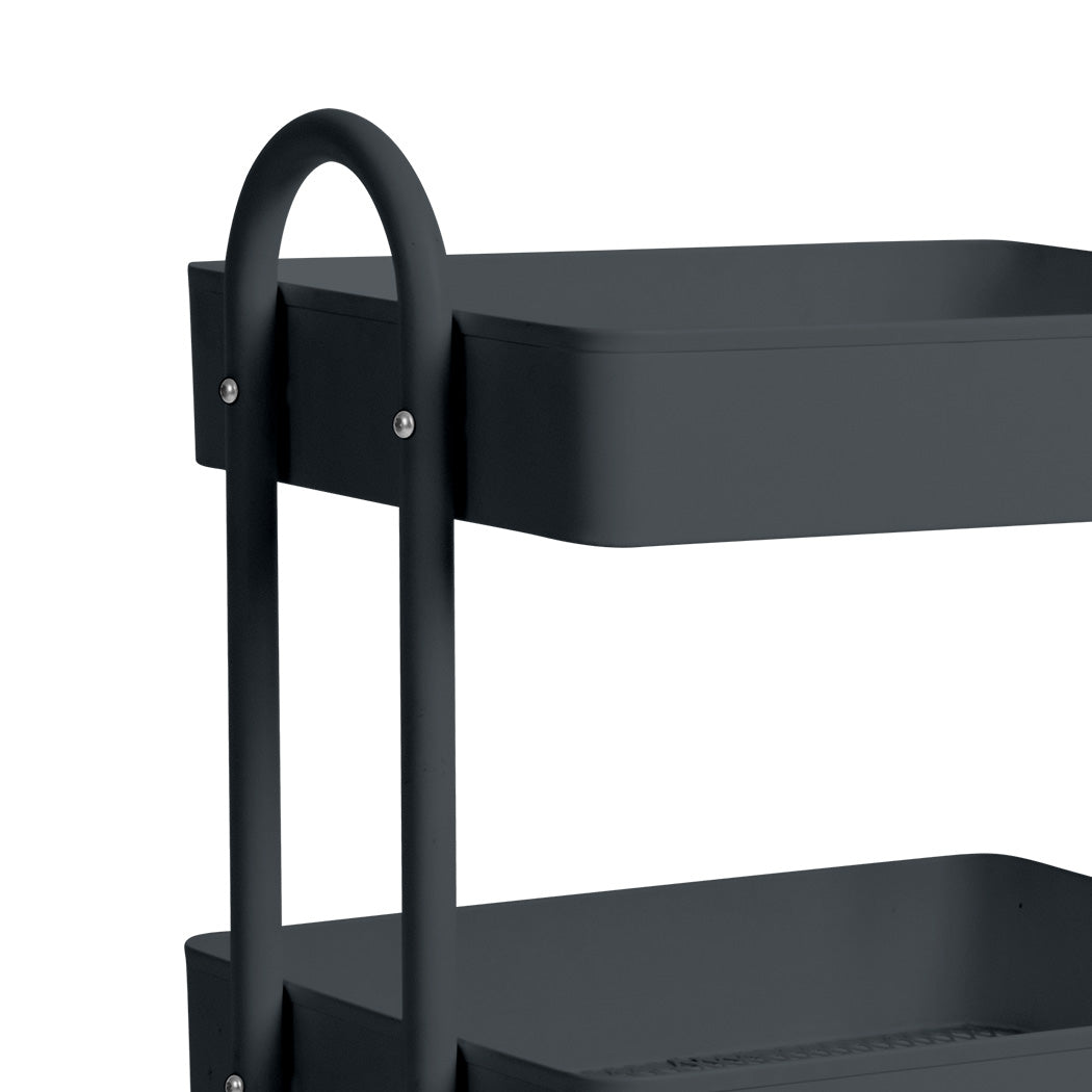 Levede 3 Tiers Kitchen Trolley Cart Grey-1954802728517636099