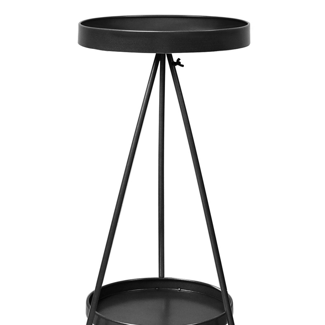 Levede Plant Stand 2 Tiers Outdoor Indoor Black Medium-1954802668568449027