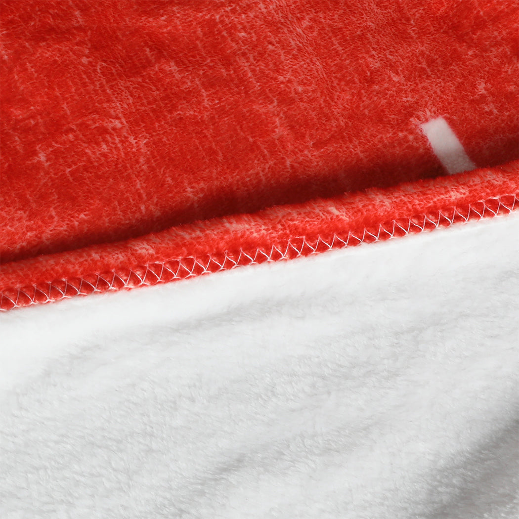 Santaco Throw Blanket Xmas Double Sided Red Single-1910112325688496131