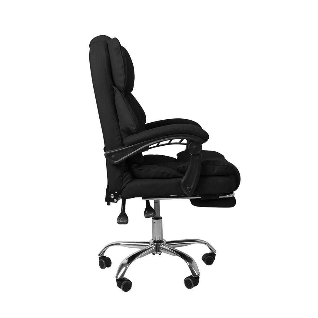 Levede Gaming Chair Office Computer Black Footrest-1954802890489073667