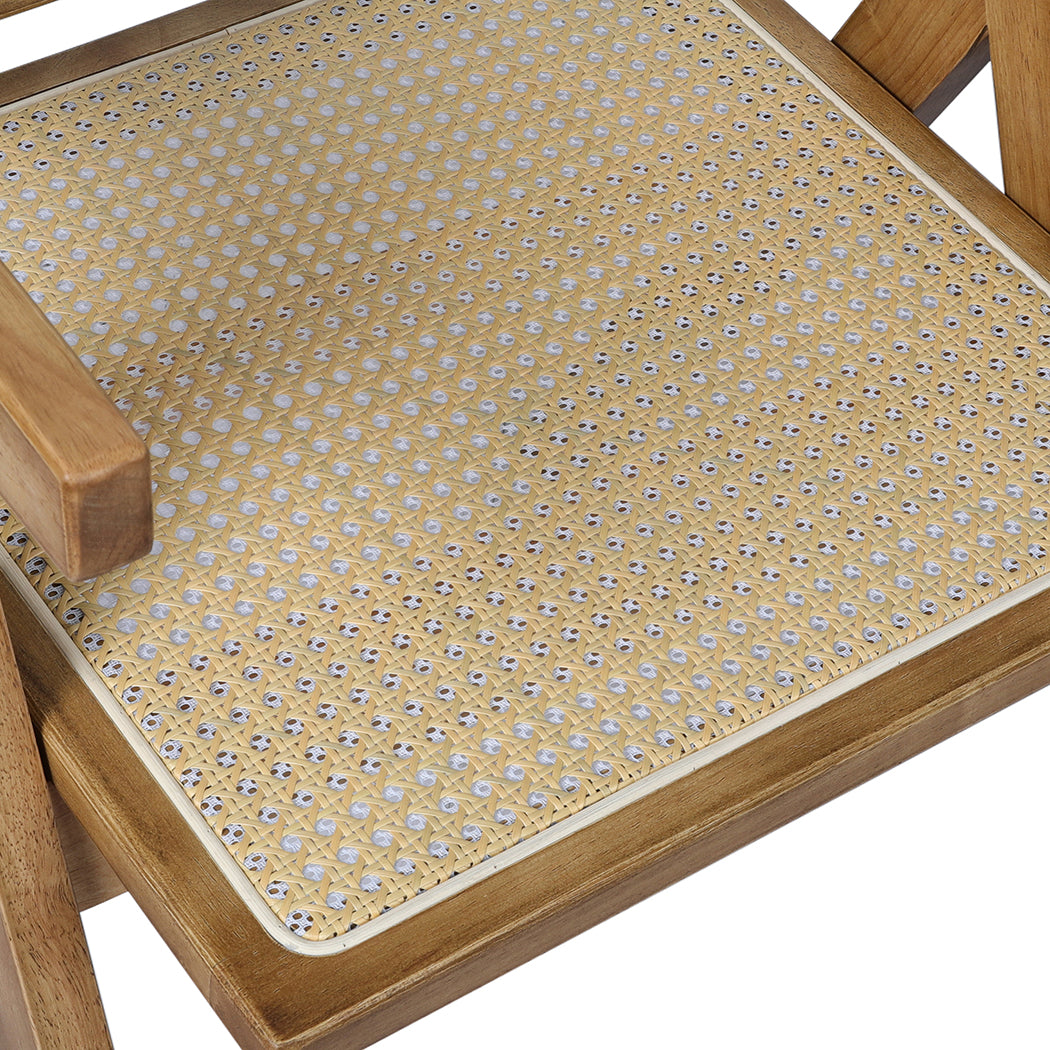 Levede 1x Dining Chair Solid Wood Rattan Natural-1954802993924804611