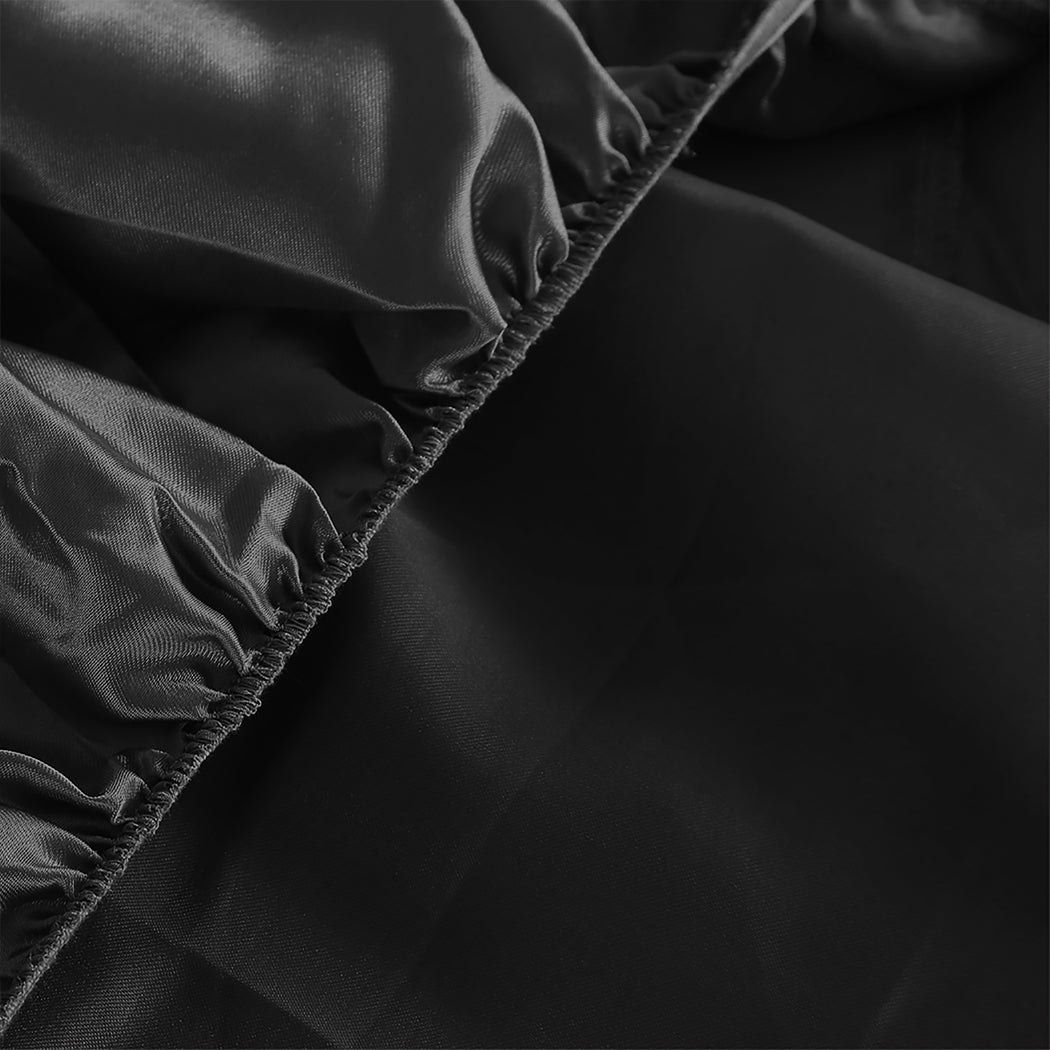 DreamZ Silky Satin Sheets Fitted Flat Single Black-1954802914715373571