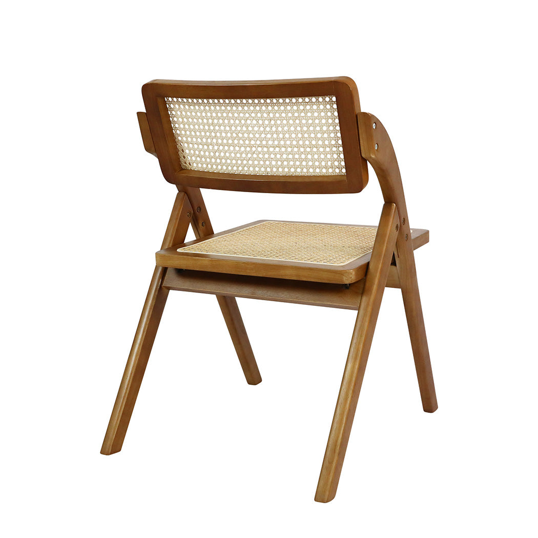 Levede 2X Foldable Rattan Dining Chairs Walnut-1954802988602232835