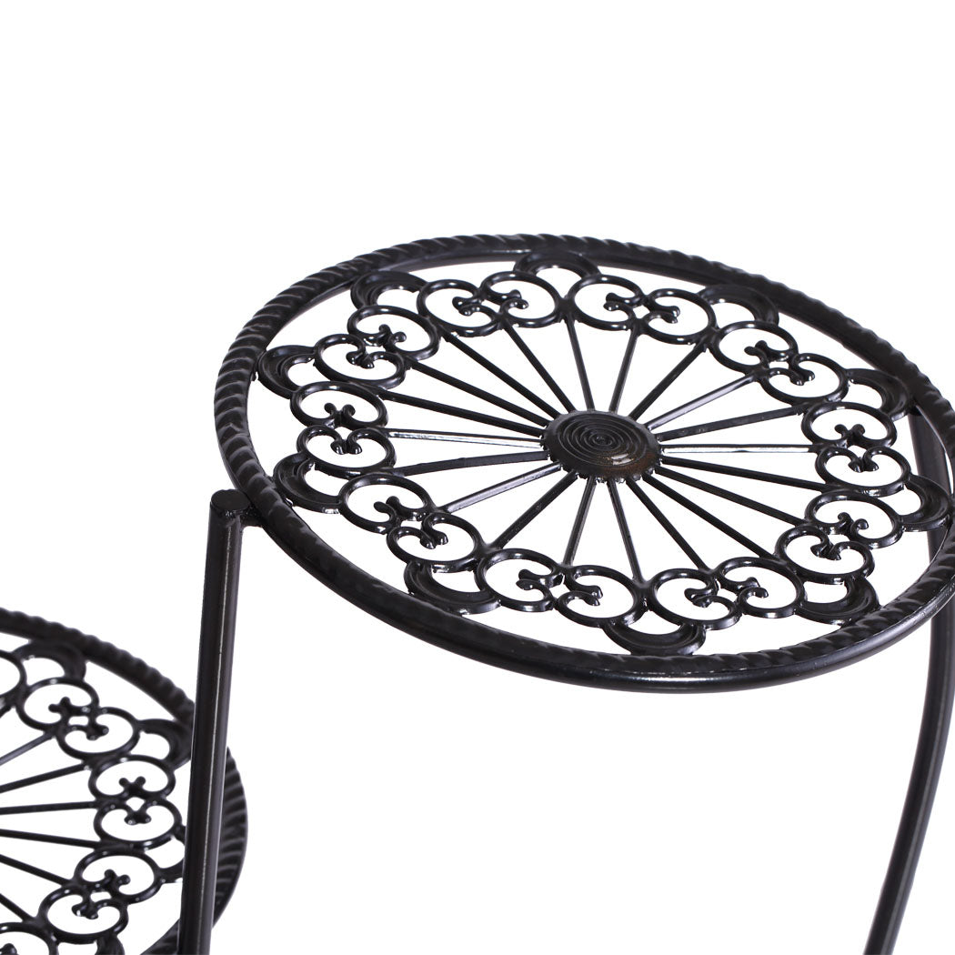 2X Wrought Iron Outdoor Indoor Flower Black 2 Pack-1954802661572349955