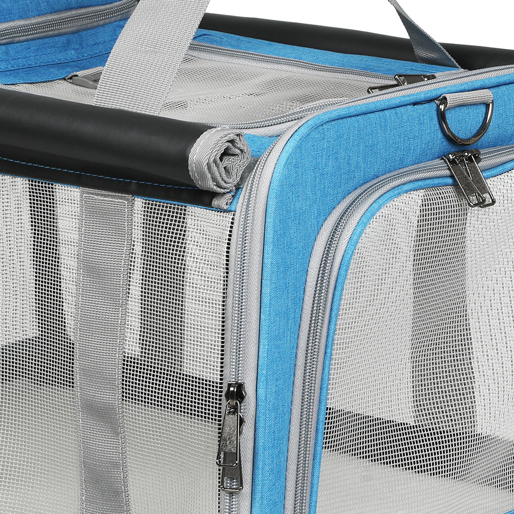 Pawz 3 in 1 Pet Soft Crate Dog Cat Carrier M Size Blue-1954802465836765187