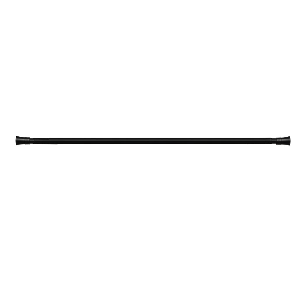 Marlow Black Curtain Rod Steel Quiet Rail Pole Pommel Set Extendable-1954802388346998786