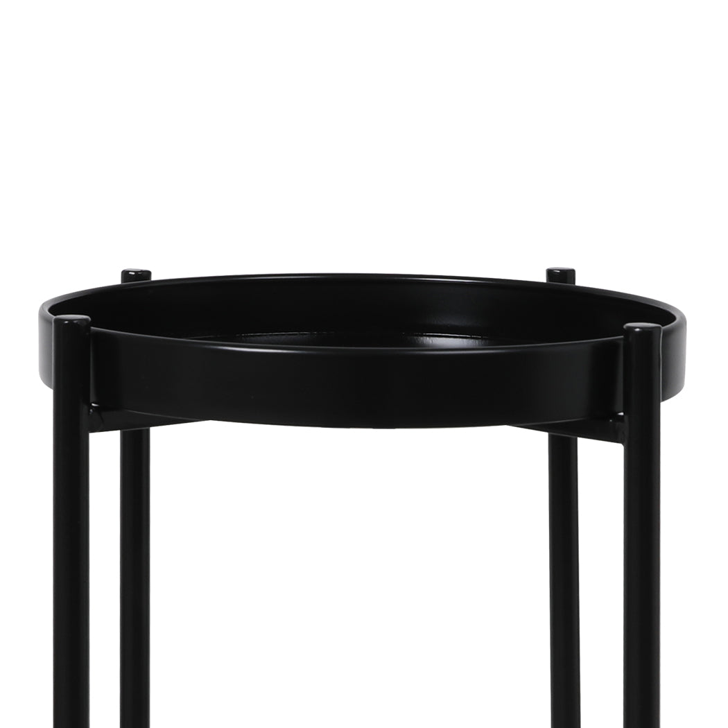 Levede 2 Tier Plant Stand Metal Flower Black Medium-1954802666005729283