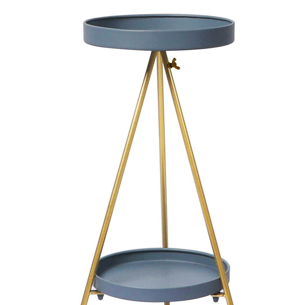 Levede Plant Stand 2 Tiers Outdoor Indoor Grey Gold Medium-1954802668920770563