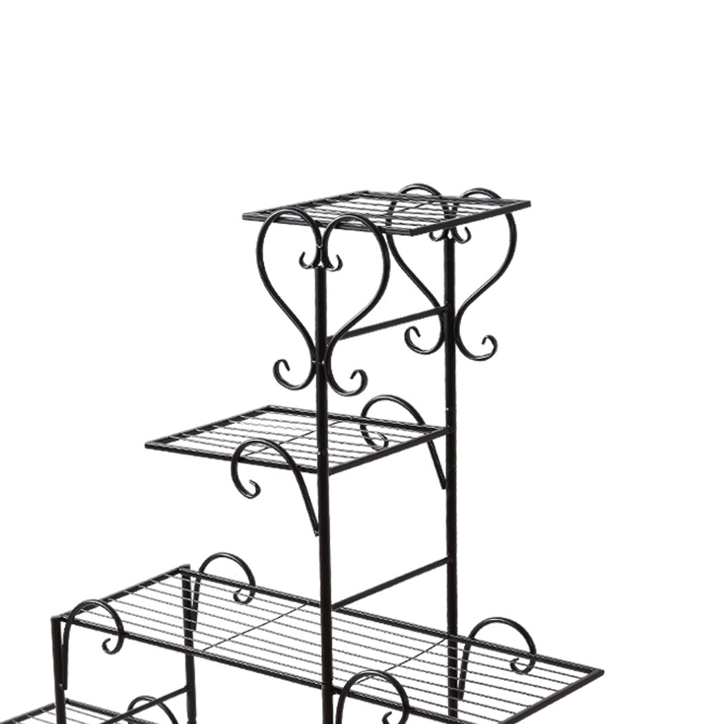 Levede Plant Stand Outdoor Indoor Metal Black-1954802662285381635