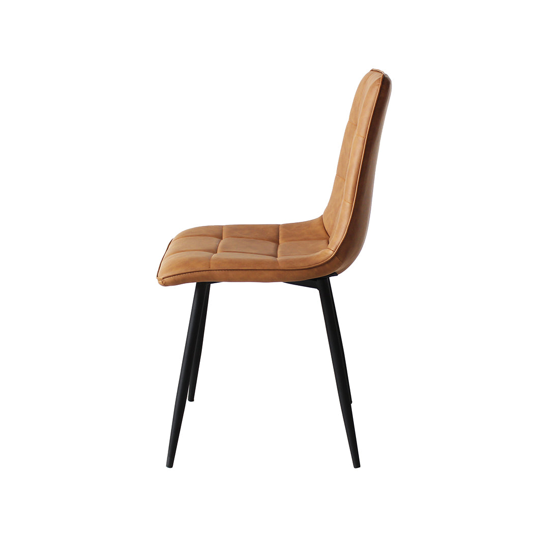 Levede 4x Dining Chairs Kitchen Chair Brown Faux Leather-1954802984638615555