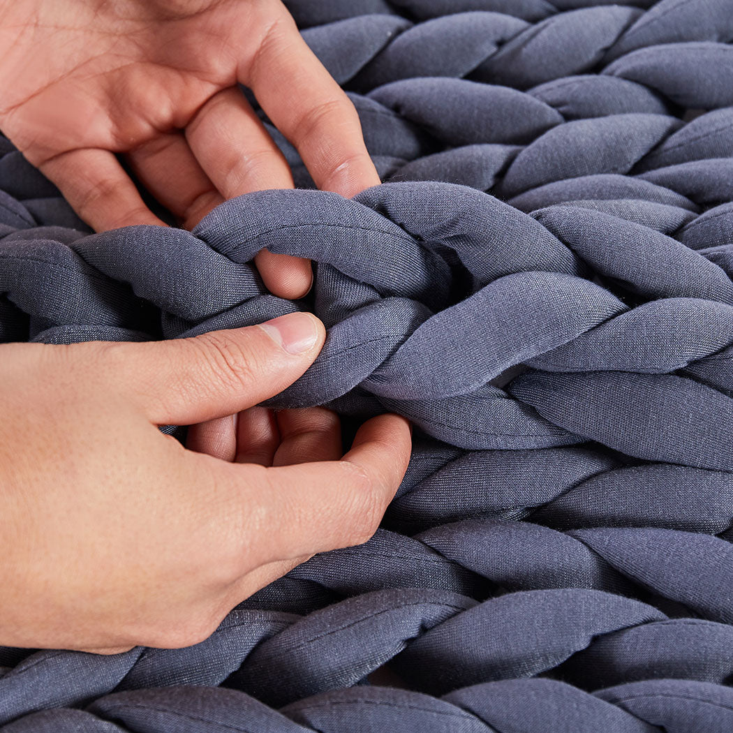 Dreamz Knitted Weighted Blanket Chunky Dark Grey Double 7KG-1954802943400218627