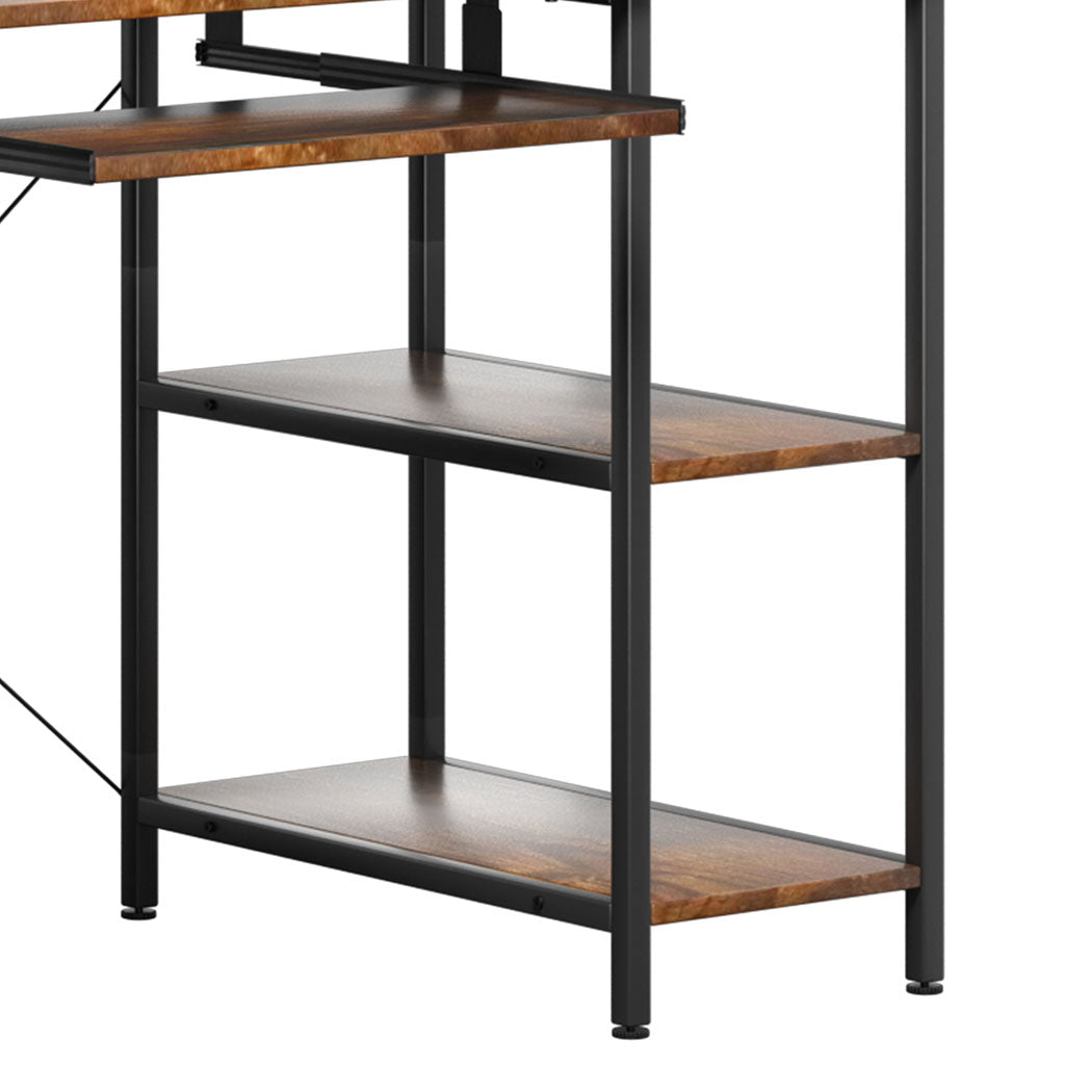 Levede Office Gaming Computer Desk Brown-1954802382802128899