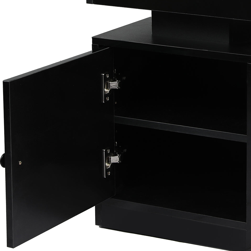 Levede Bedside Table USB Charger Outlet RGB Black-1963748907678830595