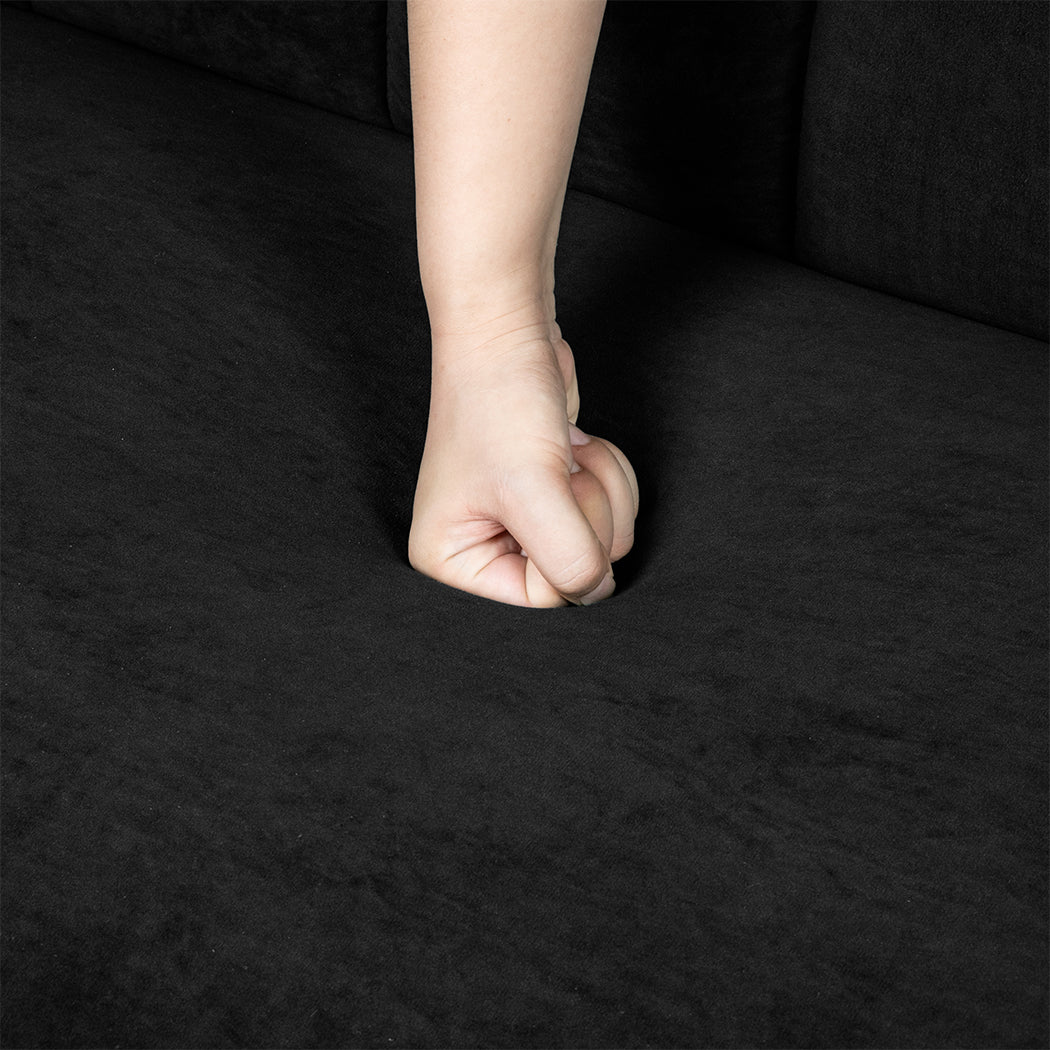 Levede Sofa Bed Convertible Velvet Lounge Recliner Couch Sleeper 3 Seater Black-1954802342197071875