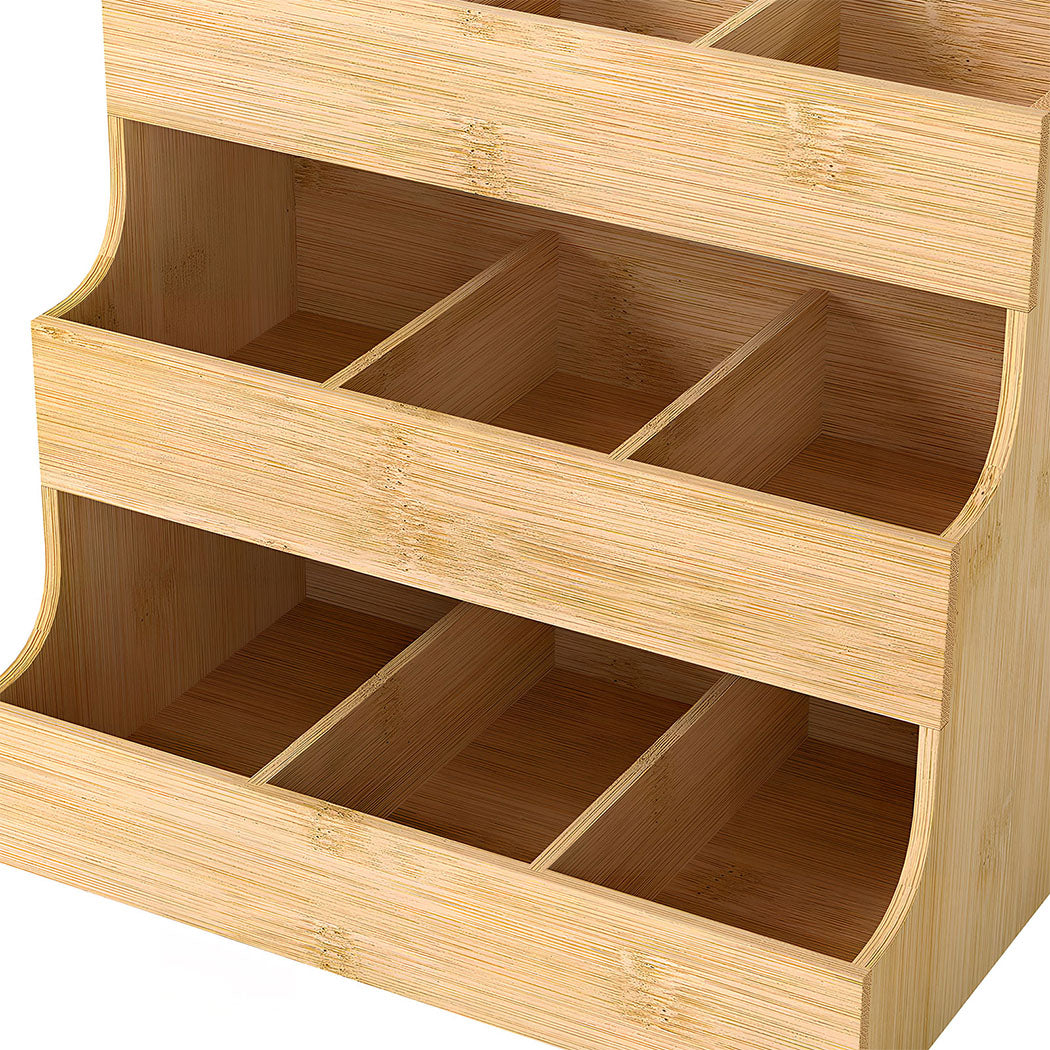 Toque Vertical Bamboo Tea Organizer Holds 180 Tea Bags-1973193601324290051