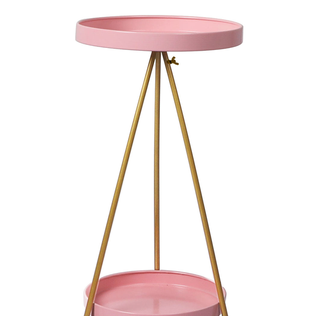 Levede Plant Stand 2 Tiers Outdoor Indoor Pink Gold Medium-1954802669092737027