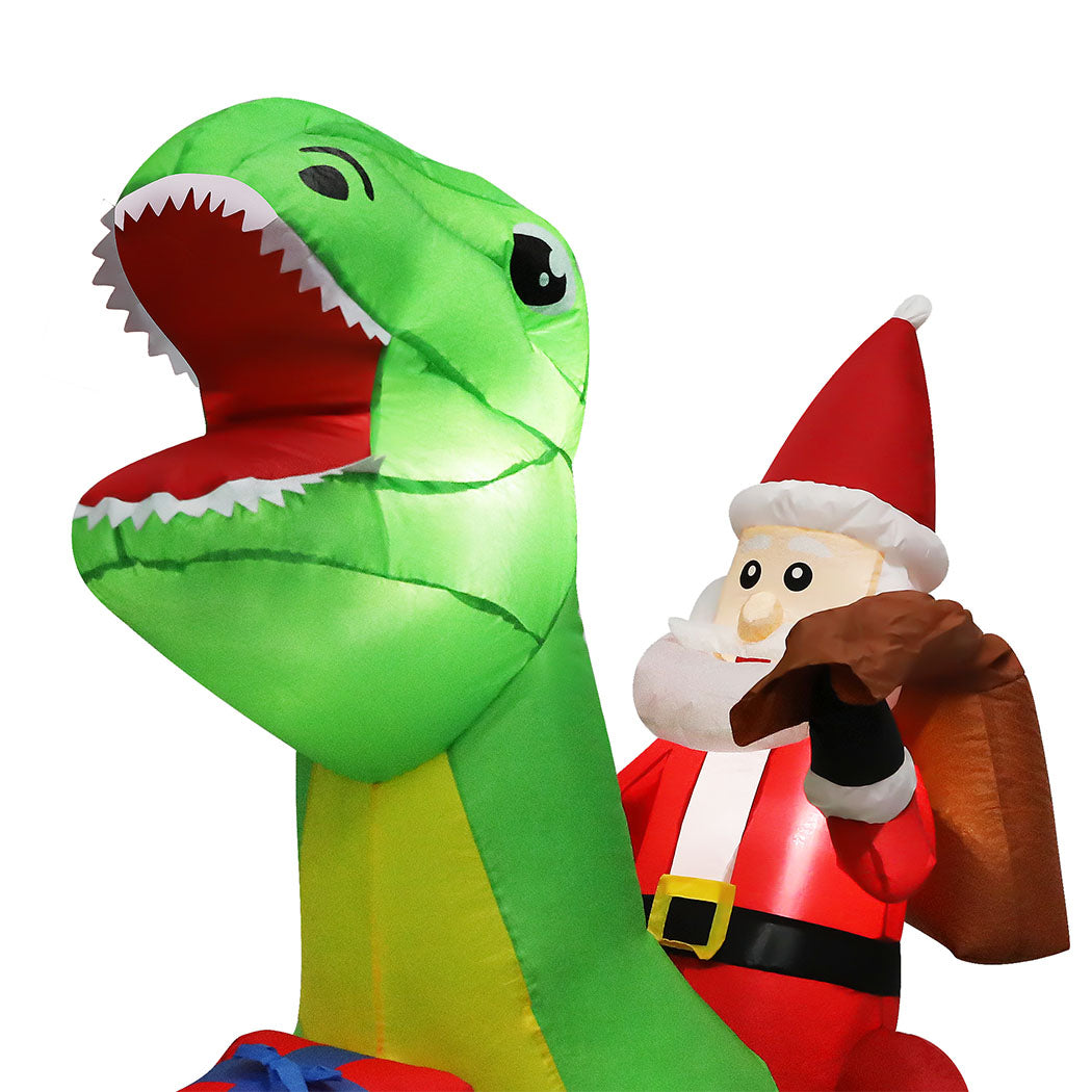 Santaco Christmas Inflatables Outdoor Santa Claus Riding Dinosaur Lights D�cor-1954803065337024515