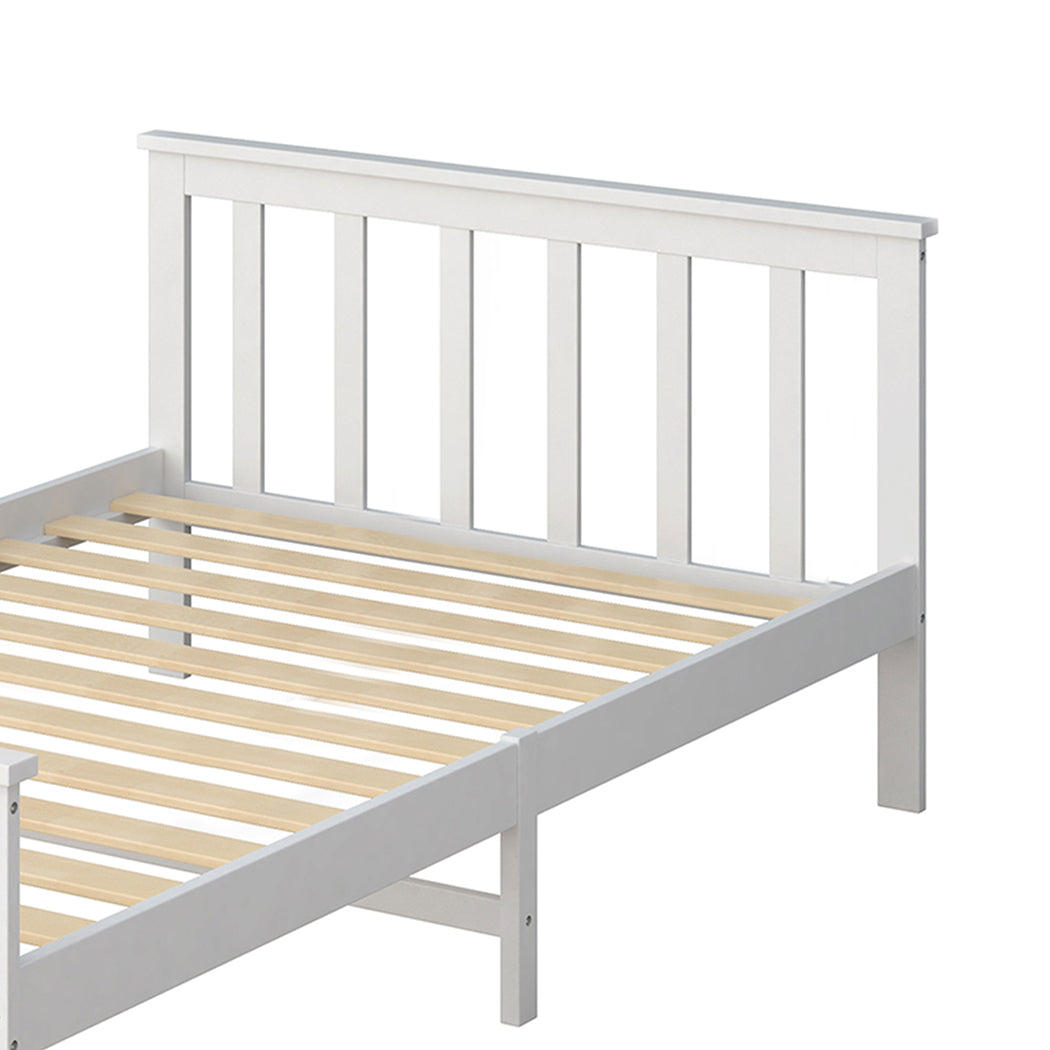 Levede Wooden Bed Frame King Single White-1910113206249066500