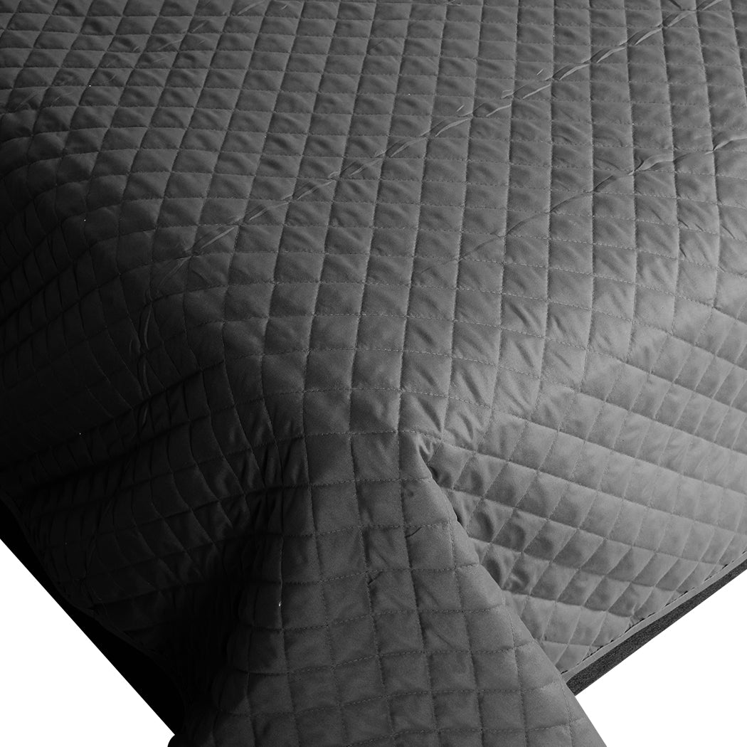 DreamZ Bedspread Coverlet Set Quilted Dark Grey King-1910113306115444740