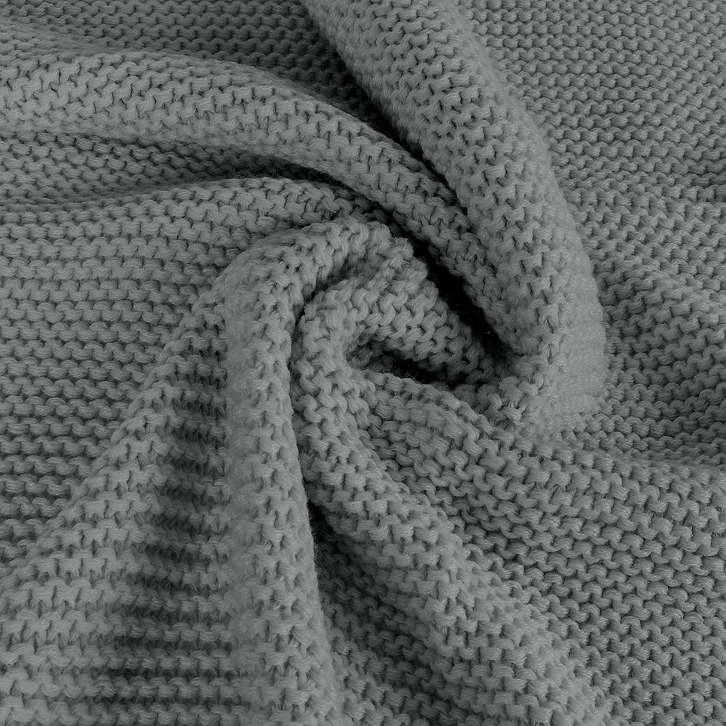 DreamZ Knitting Throw Blanket Cushion Grey-1954802941823160324
