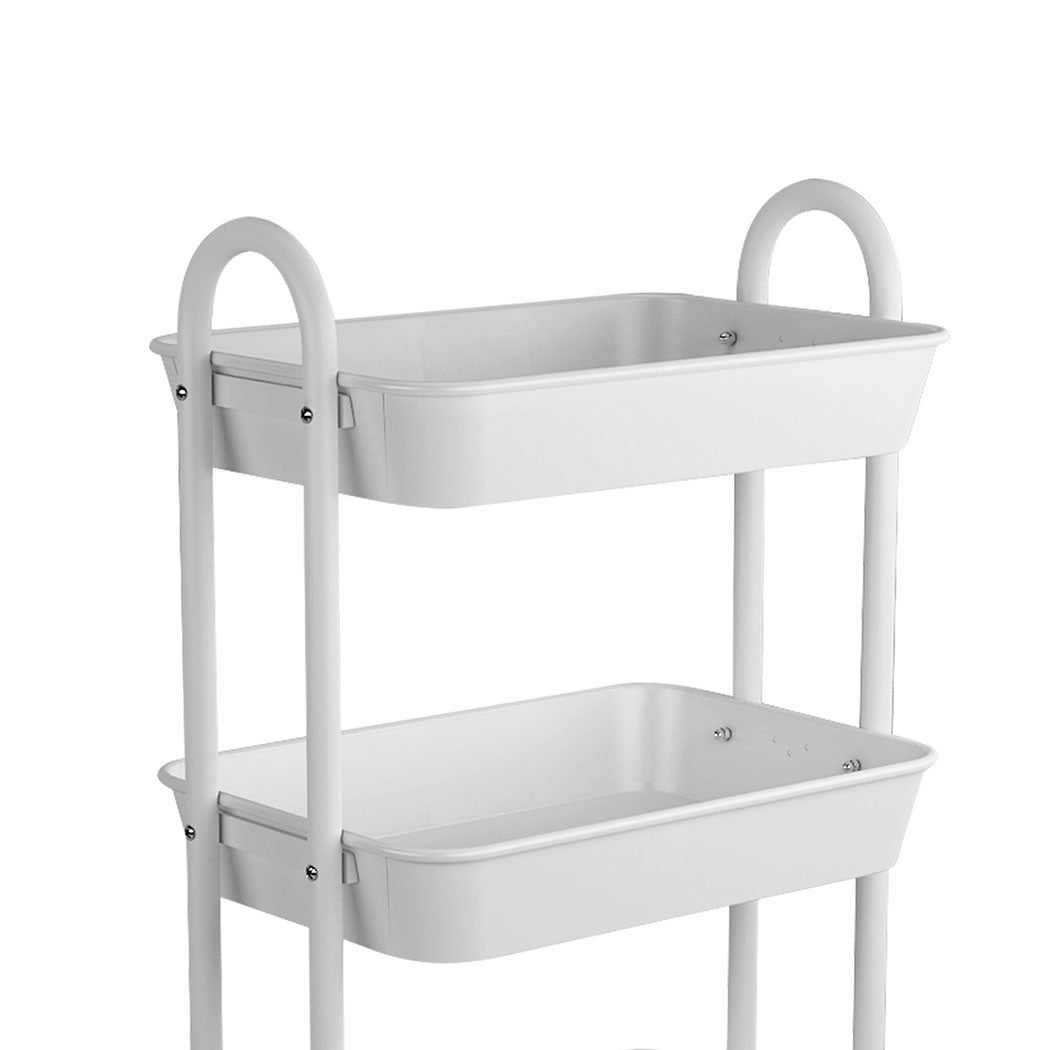Levede 3 Tiers Kitchen Storage Trolley White-1917016722657906692