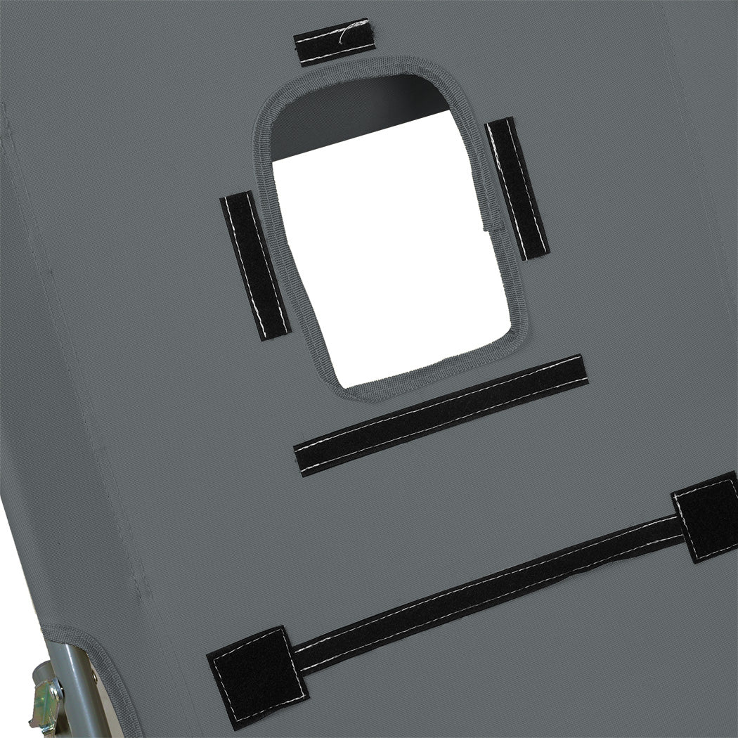 Levede Foldable Beach Lounge Chairs with Face Hole Grey-1954802423352659972