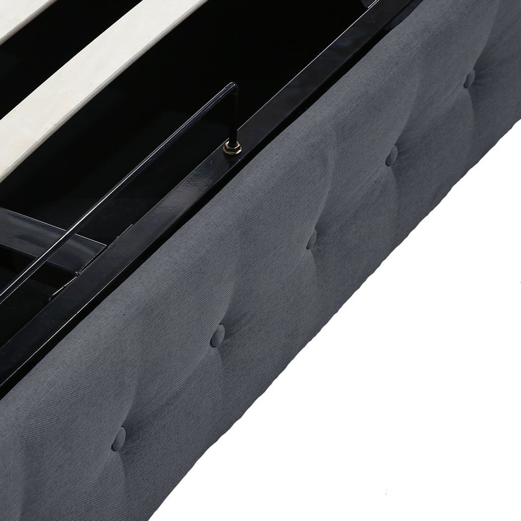 Levede Fabric Bed Frame Queen Tufted Dark Grey-1954802923024289796