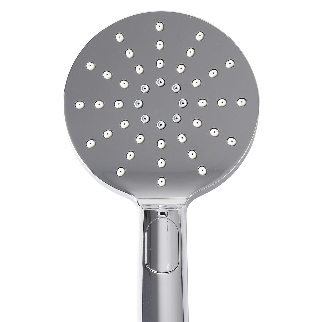 High Pressure Shower Head Set Rain Round Silver-1954802953579794436