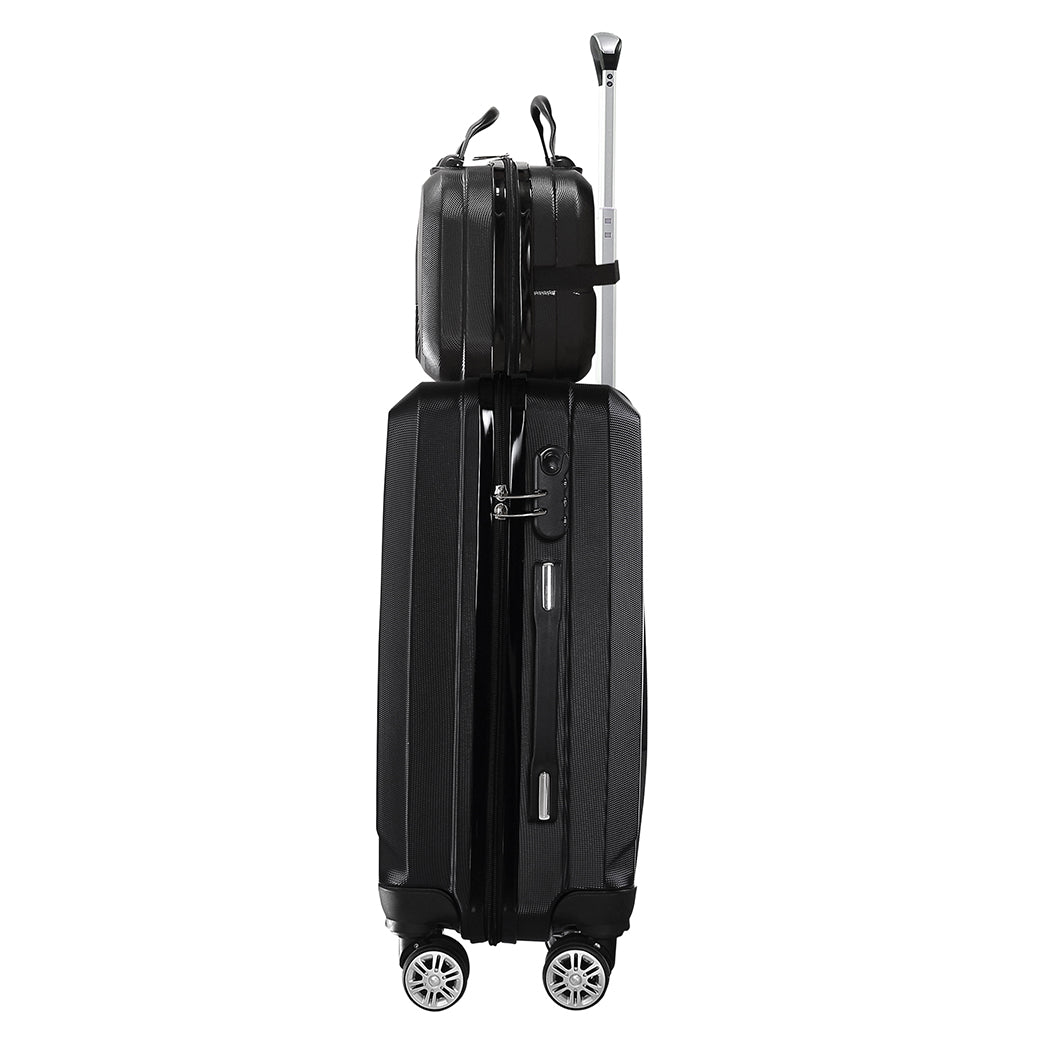 Slimbridge 2pcs 20"Travel Luggage Set Black-1954802807672541188