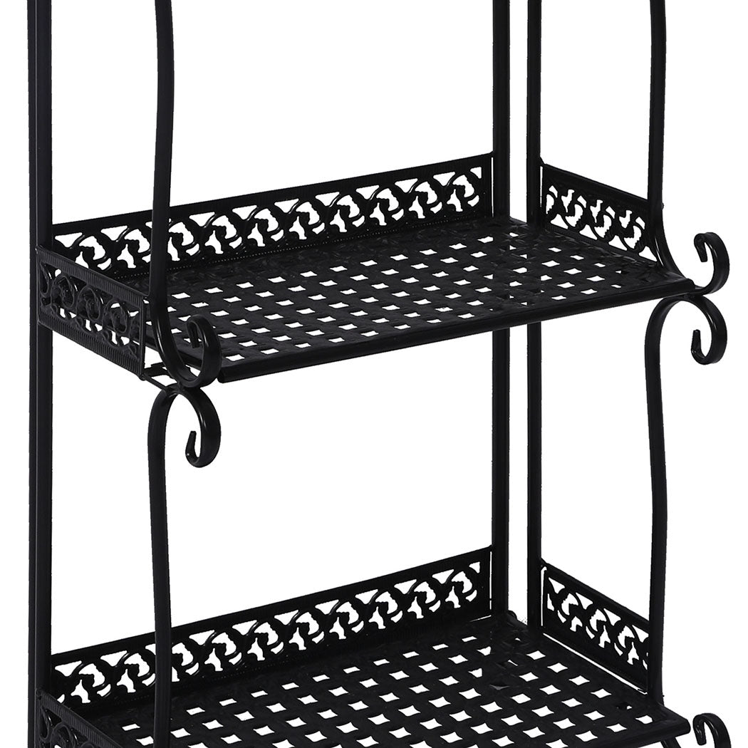 Levede Plant Stand 3 Tiers Outdoor Indoor Black-1954802667826057220