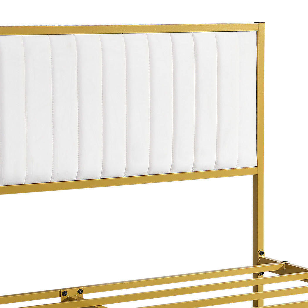 Levede Metal Bed Frame Under Bed Storage Double Beige-1954802450372366340