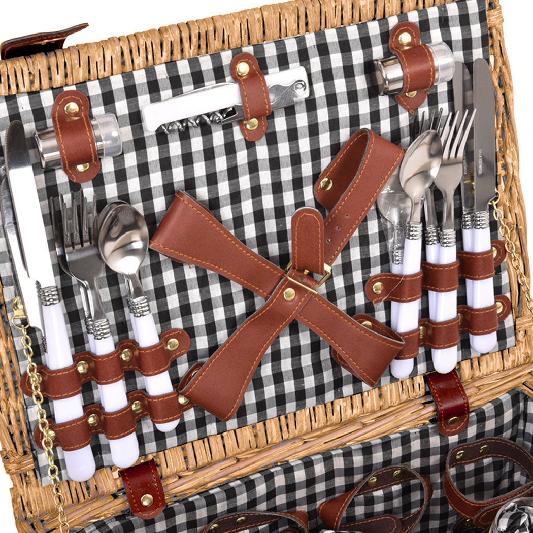 4 Person Picnic Basket Baskets Set Outdoor-1954802336337629188