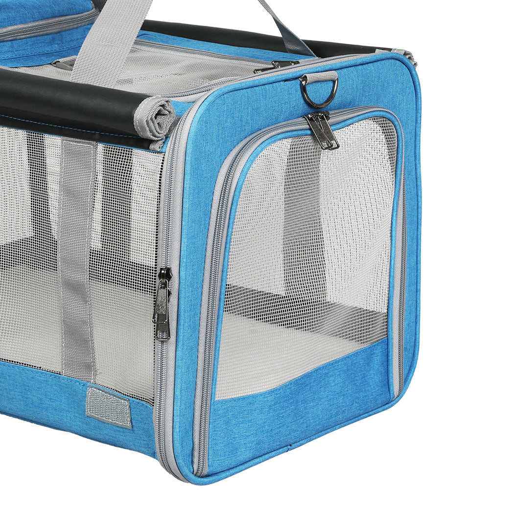 Pawz 3 in 1 Pet Soft Crate Dog Cat Carrier XL Size Blue-1954802466226835460