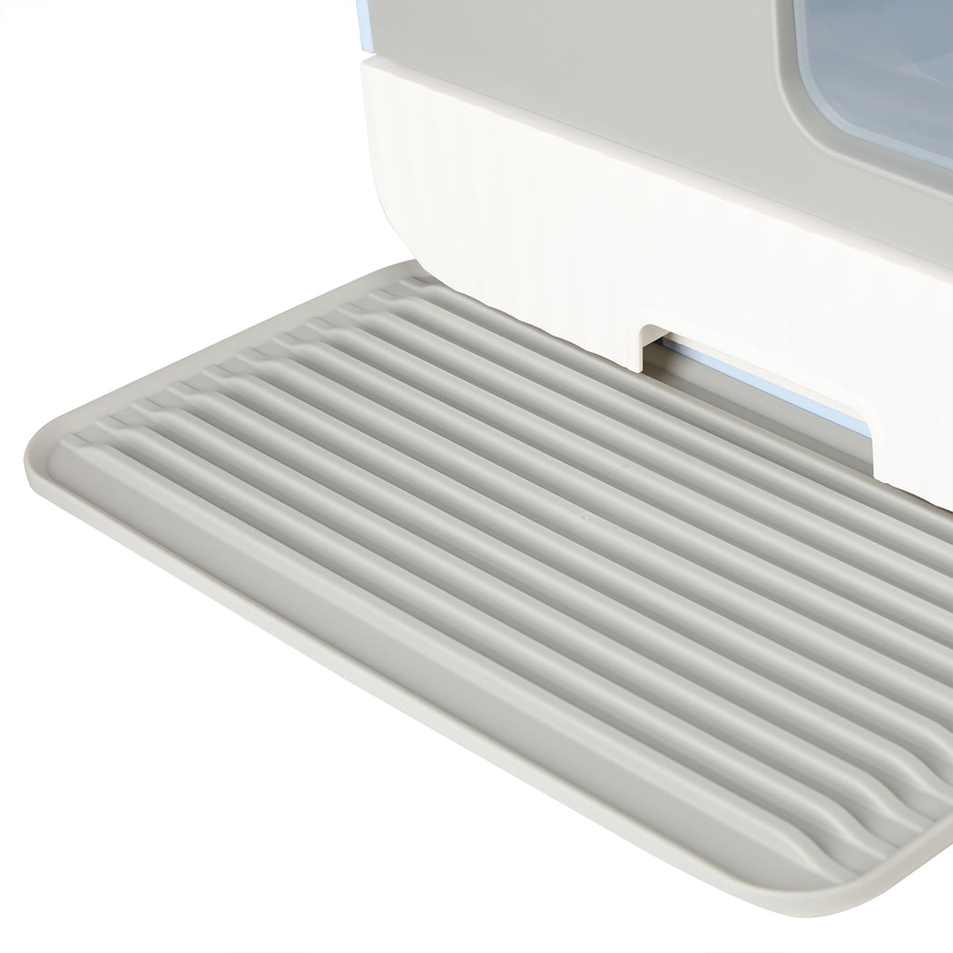 PaWz Fully Enclosed Cat Litter Box Mat Blue-1954802565841555460