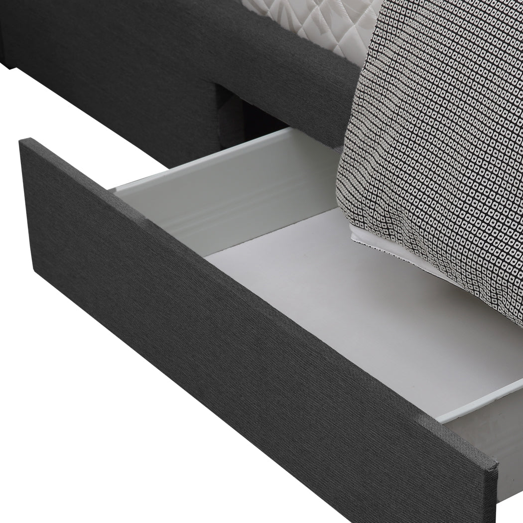 Levede Fabric Bed Frame Double Tufted Dark Grey-1910113204252577796
