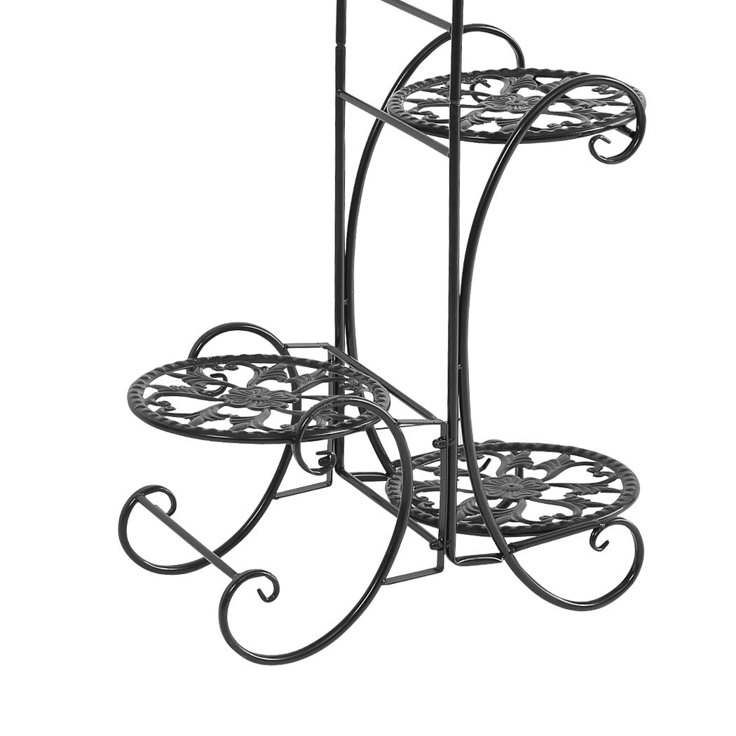 2x Levede Flower Shape Metal Plant Stand Black-1954802661928865796